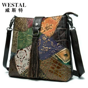 WESTAL Classic Retro Leather Women's Patchwork Bag Cowhide Women's Shoulder Bag Crossbody Bag - AliExpress Women's Handbags