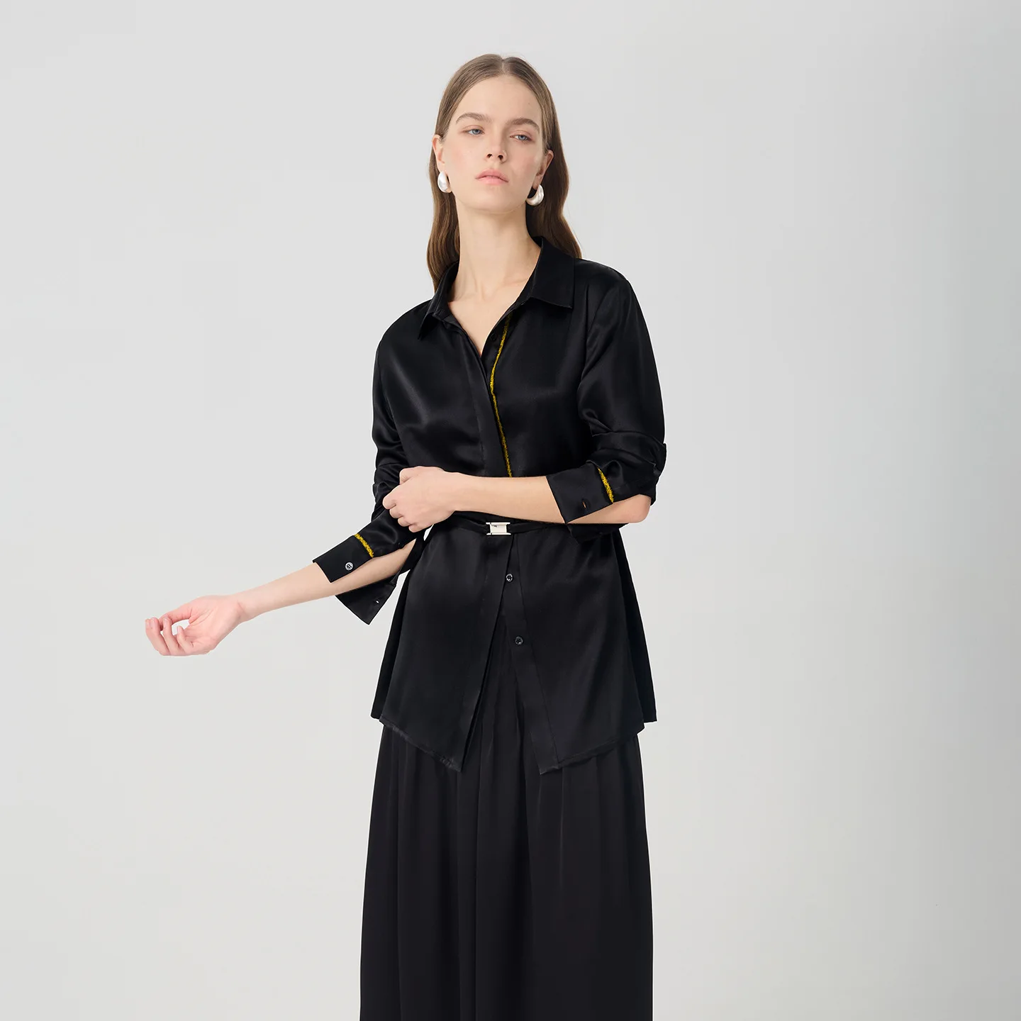 Women 100% Mulberry Silk Shirt Lapel Long Sleeve Luxury Blouse Casual Elegant High-End Real Silk Office Daily Tops - AliExpress Shirts & Blouses