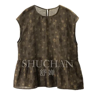 Blouse Lotus Leaf Pendulum Jacquard Polka Dot Linen Cotton Bag Shoulder Sleeve Shirt Women's 66M7 - AliExpress Shirts & Blouses