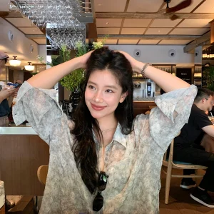 DaqianwithU Women's Long Sve irt Slim Waist Loose Fit Lightweight Summer Faionable Sun Protection Top - AliExpress Shirts & Blouses