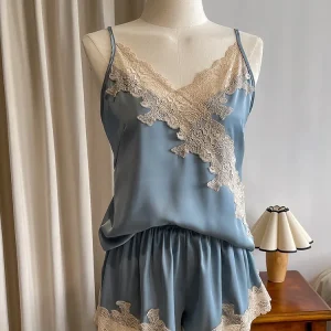 New sexy  silk sleepwear shorts two-piece set, vest set, home decor - AliExpress Women's Sleep & Lounge