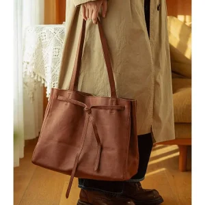 simple designer handmade high-quality soft genuine leather women's high-capacity tote bag casual vintage 14-inch laptop handbag - AliExpress Women's Handbags