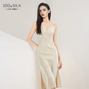 100% Mulberry Silk Side Split Nightdress Women Maxi Chemise Sexy Slip Long Nightgown Lingerie Underwear Sleepwear Nightwear PJS - AliExpress Women's Sleep & Lounge