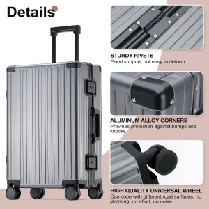 100% All aluminum trolley suitcase luxury travel luggage universal wheel TSA men women lightweight luggage boarding carry on box - AliExpress Luggage