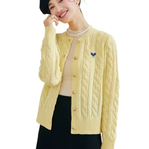 Each person has a classic upw wool double thread thickened vintage cable classic crew neck knitted cardigan jacket for women - AliExpress Sweaters&Jumpers