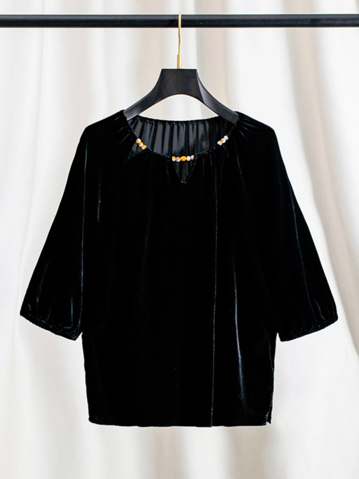 Elegant Silk Velvet Batwing Sleeve Top Women's Summer Thin Loose Belly Covering Fashionable Unique Ladies' Retro Style Blouse - AliExpress Shirts & Blouses