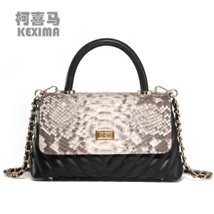 dongou  new  Python skin Jhandbag  female  One shoulder crossbody bag  leisure women flap  Female bag Splice - AliExpress Women's Handbags