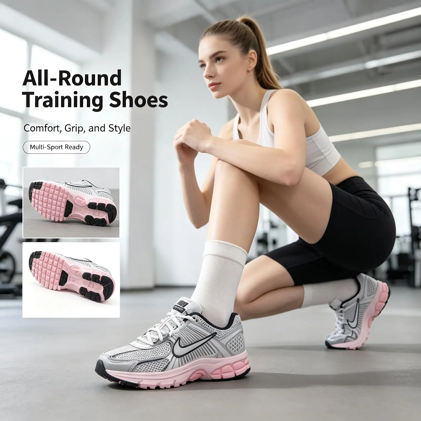 Nike Women's White Gray Pink Training Sneakers Breathable Non-Slip Shoes Comfortable Athletic Footwear for Gym Outdoor Sports - AliExpress Sneakers