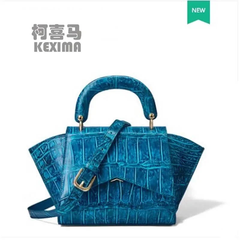 gete new alady bag leather blue one-shoulder bag crocodile leather fashion wing bag woman handbag - AliExpress Women's Handbags