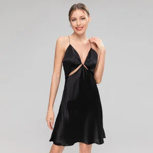 19MM 100% Mulberry Silk Women Slip Dress Sexy Deep V Neck Criss Cross Backless Nightgown Waist Cutout sleepdress lingerie Pajama - AliExpress Women's Sleep & Lounge