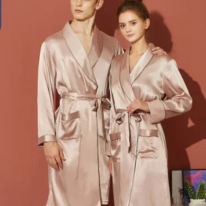 New Sleeping Robe Thin Long Sleeve Silkworm Silk Pajama Couple's Home Clothes Bathrobe - AliExpress Women's Sleep & Lounge