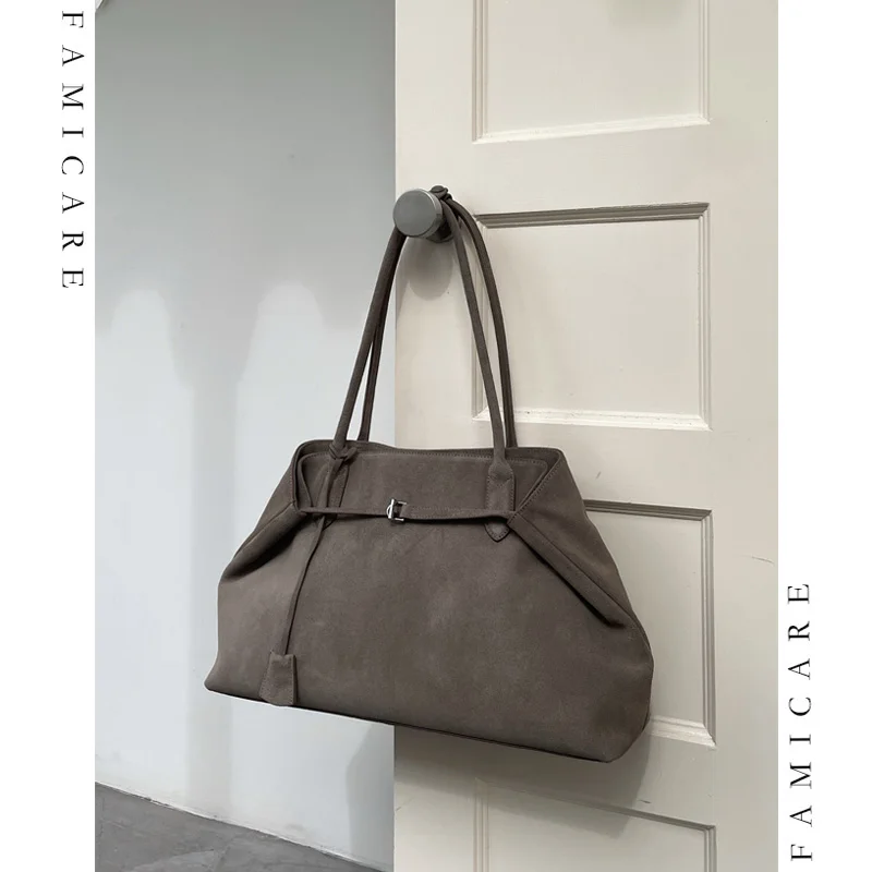 Women's Large Capacity Commuter Handbags Vintage Suede Split Leather Tote Bag Lady Soft Casual Shoulder Bag for Office & Travel - AliExpress Women's Handbags