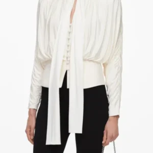 Women Solid Color Blouse Top Tie Design Stand Collar Long Sleeve Fashion Female Shirt - AliExpress Shirts & Blouses
