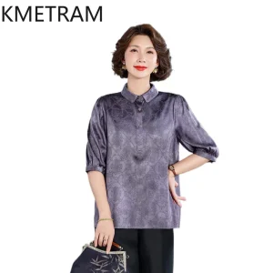 KMETRAM 90.5% Mulberry Silk Women Shirt 2026 Summer High-end Elegant Polo Collar Half-sleeve Shirt Woman Clothing Blusa Feminina - AliExpress Shirts & Blouses