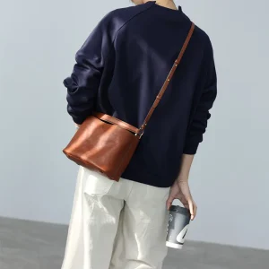 2024 New Arrival Genuine Leather Crossbody Bucket Bags Women Luxury Retro Small Handbag Soft Shoulder Bag - AliExpress Women's Handbags