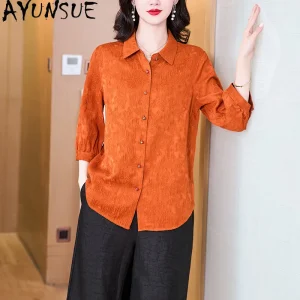 AYUNSUE 100% Real Mulberry Silk Blouse Women Xiangyunsha Printed Loose Women Tops Autumn Casual Women Clothes 2026chemise Femme - AliExpress Shirts & Blouses