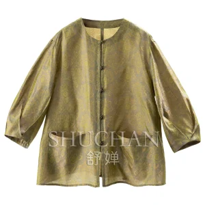 Elegant Style Blouse New Chinese Silk Floating Brocade Seven-quarter Sleeve Shirt Jacket Women 59J5 - AliExpress Shirts & Blouses