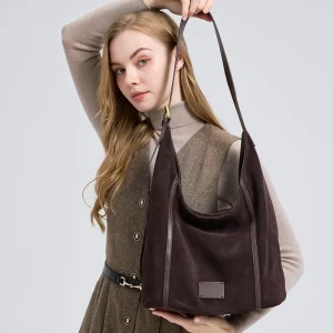 Genuine Cowhide Leather Hobo Tote Bag for Women Large Capacity Suede Leather Shoulder Bag Luxury Designer Work & Travel Bag - AliExpress Women's Handbags