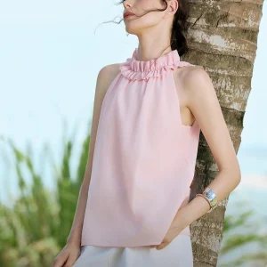 Elle Summer 2026 Sleeveless Neck Hanging Earlet Shirt Women's Fashionable Slimming High-End Style Commute Simple Loose Fit - AliExpress Shirts & Blouses