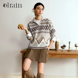 OLrain Women's Knitted Sweaters 2026 Autumn Turn-down Collar Long Sleeve Sweater Pullover Vintage Loose Female Tops O57QM000659 - AliExpress Sweaters&Jumpers
