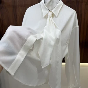Women's Autumn Long-Sleeve Wool Shirt with Lapel and Tie-Front Detail - AliExpress Shirts & Blouses