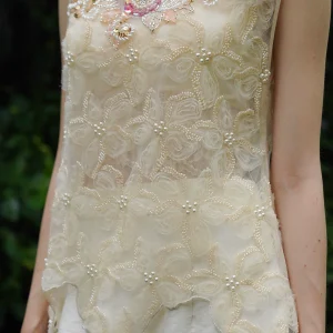 Spring Summer Women Handmade Beaded Flower Luxury Pearl Round Neck Petal Apricot Camisole Style French Fairy Top Blouse/Shirts - AliExpress Shirts & Blouses