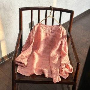 355 Colors Linen Long Sve Women's irt Four Seasons Artistic Retro round Ne Top Chinese Sle Loose Fit Traditional Fas... - AliExpress Shirts & Blouses