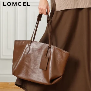 LOMCEL 173 High-end texture women's new small-capacity tote bag made of top-grain leather, featuring a unique design - AliExpress Women's Handbags