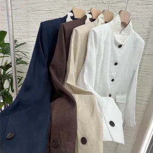 26 Early Spring Women's 100% Linen Shirt Top Stand-Up Collar Embroidered Jacket - AliExpress Shirts & Blouses