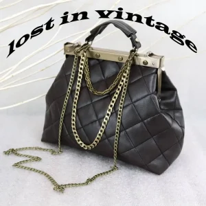 LOST IN VINTAG Black Quilted Leather Bags Ball Party Antique Clutch Bronze Fittings Handbag Proudly Carried In Hand 35x24x15cmx - AliExpress Women's Handbags