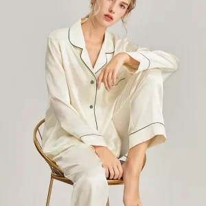 SuyaDream, Women Silk Pajamas, 19mm 100%Real Silk, Long sleeves Sleepwear Set, 2026 Spring Summer Two-piece Nightwear, White - AliExpress Women's Sleep & Lounge