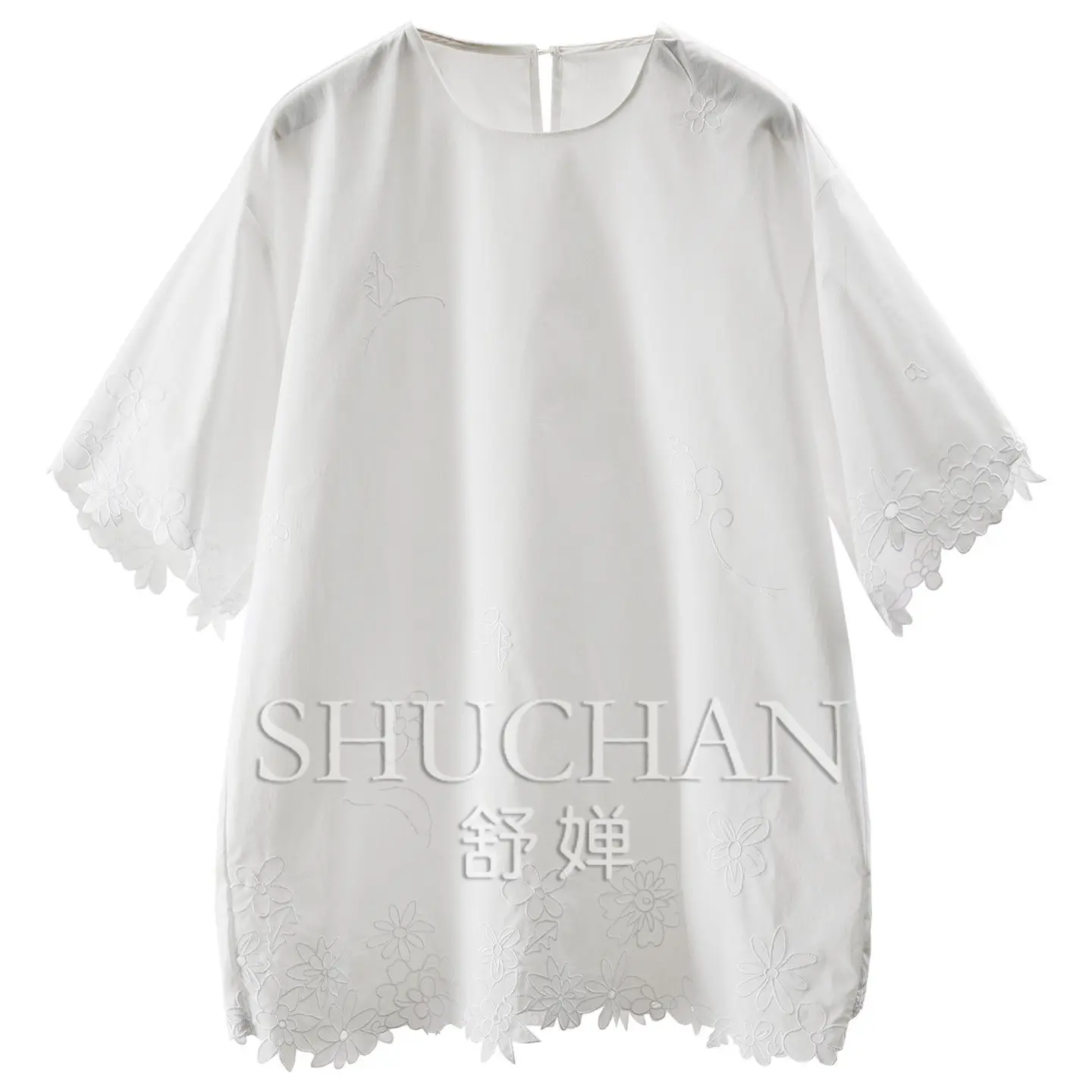 French Simplified Design Sense Embroidery Lace 100% Cotton Short Sleeve Shirt Women's 52W0 - AliExpress Shirts & Blouses