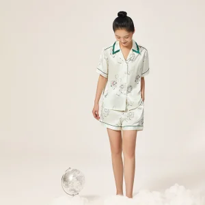 Women 100 Mulberry Silk Pajama Set Summer Short Sleeve Shirt Shorts Suit Cute Print Luxury Travel Sleepwear Outerwear Loungewear - AliExpress Women's Sleep & Lounge