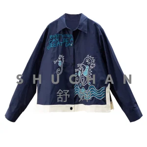 Early Spring 60 Pure Coon Conras Color Seaorse Embroiery Shirt Jacket Women 20K2 Blusa Feminina - AliExpress Shirts & Blouses