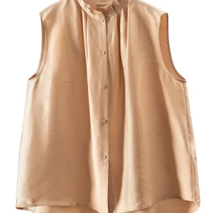Gentle and Extravagant Loosely Pleated, Silk Edge Stand-up Collar, Silk Double Palace Vest, Shirt, Women's 21M0 - AliExpress Shirts & Blouses
