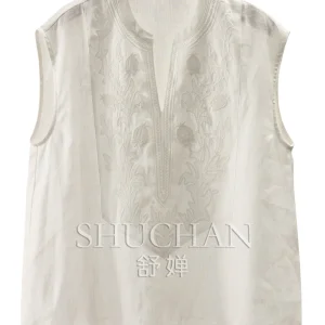 SHUCHAN Natural Free 100% Linen Heavy Industry Embroidered Vest Shirt Women's 71L2 Blusas De Verano Mujer 2026 - AliExpress Shirts & Blouses