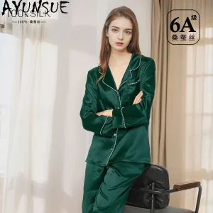 AYUNSUE 22mm Heavyweight Silk Pajamas for Women Luxury Long Sleeves Pajama Sets High Quality Womens Matching Sets Spring Пижама - AliExpress Women's Sleep & Lounge