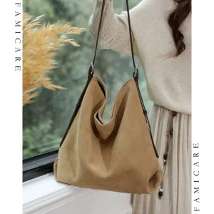 Versatile Large Capacity Split Suede Leather Handbag Women Timeless Solid Color Shoulder Bags Lady Retro Casual Crossbody Bag - AliExpress Women's Handbags