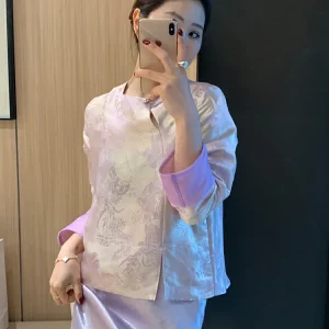 Elegant Chinese Style Silk Shirt Women's High-End Feel Loose Sleeveless Button up Floral Embroidery round Neck Casual Top - AliExpress Shirts & Blouses