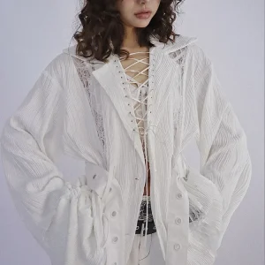 New Spring Summer Women Harajuku Gothic White Bandage Long Sleeve Blouse Streetwear Fashion Punk Cool Girl Blouse - AliExpress Shirts & Blouses