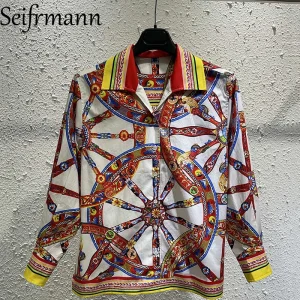 Seifrmann Casual Printed Cotton Shirt Lapel Long Sleeve Single Breasted Shirt 2026 Autumn Fashion Women's New Style - AliExpress Shirts & Blouses
