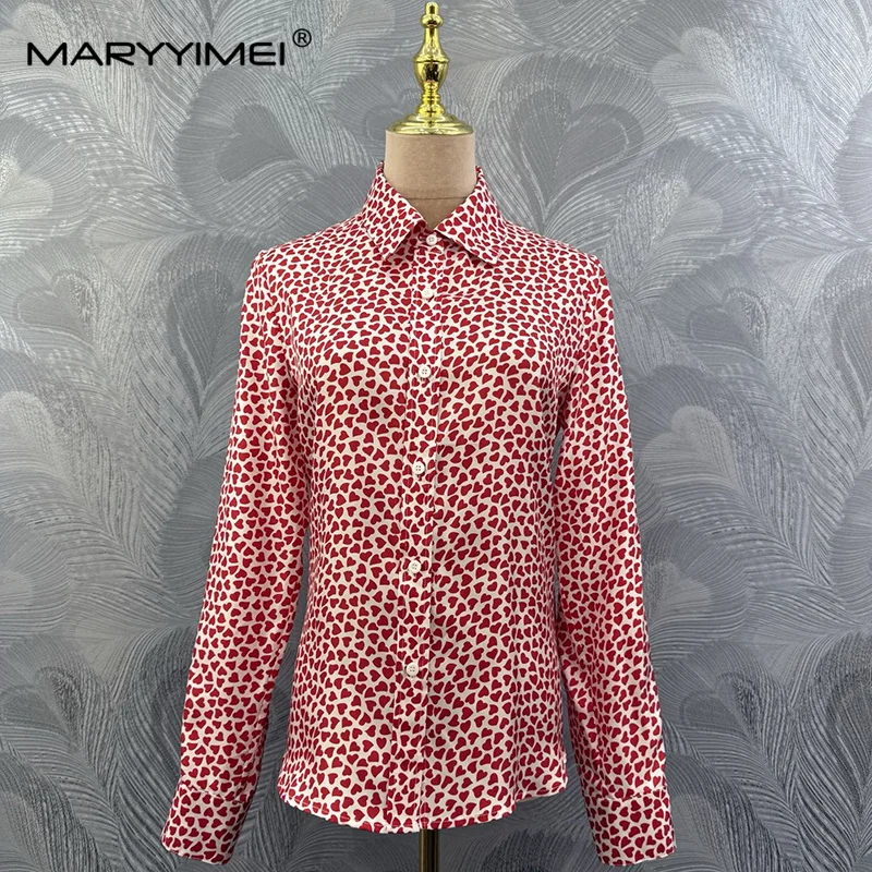 MARYYIMEI Casual Simple Printed Silk Shirt Lapel Long Sleeve Shirt 2026 Autumn Fashion Women's New Style - AliExpress Shirts & Blouses