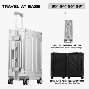 2024 Capacity Durable Luggage Sets 100% Aluminum Suitcase Wheels Women Girl Men Cabin Carry-On Boarding Travel 20/24/26/28 - AliExpress Luggage