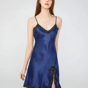 Lace Trim 100% Mulberry Silk Split Short Nightdress V Neck Nightwear Chemise Summer Slip Dresses Lady Nightgowns Pajamas Nightie - AliExpress Women's Sleep & Lounge