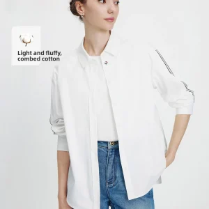 Navigare White Long Sleeve Shirt Women's Spring New Style Commute Casual Loose Fit Windproof Pure Color Button up Shirt - AliExpress Shirts & Blouses