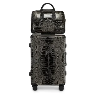 New Women Crocodile Print Aluminum Frame Luggage Sets Cabin Travel Bags Business Large Capacity Trolley Suitcase With Handbag - AliExpress Luggage