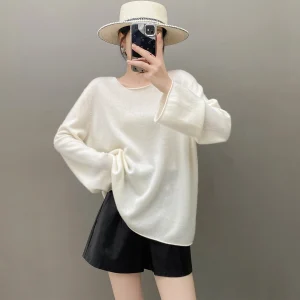 Autumn/Winter New Women's 100% Pure Cashmere Pullover Casual Solid Color Knitted Sweater Loose One Piece Neck Tops Warm Jumper - AliExpress Sweaters&Jumpers