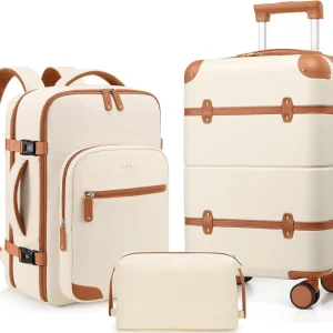 3-Piece Expandable Hardshell Luggage Set with Spinner Wheels, TSA Lock, and Travel Backpack for Women - AliExpress Travel Bags