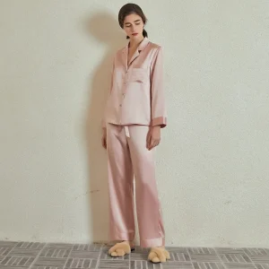 High-End Embroidered 100% Mulberry Silk Pajamas Set for Women 30mm Heavyweight Long Sleeves Pants Autumn Winter 2PCS Outfit - AliExpress Women's Sleep & Lounge