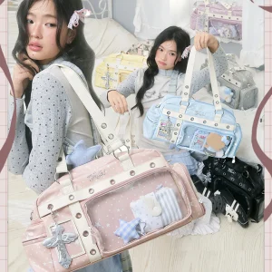 Design Boston Bag Women's Crossbody Shoulder Bag Healing Style Sweet Cool Hard Square Polyester  for Daily Use - AliExpress Women's Handbags